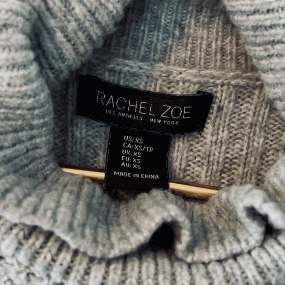 Rachel Zoe Wool Blend Cowl Neck Ribbed Sweater in Grey - Picture 3 of 5